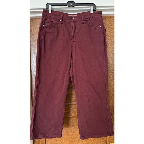 JUDY BLUE High Waist Cropped Tummy Control Wide Leg Burgandy Jean Size 14W - Picture 3 of 5